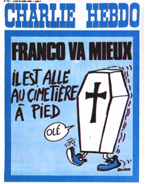 1974 22 juillet Charlie Hebdo Dessin de Reiser Franco va mieux....jpg